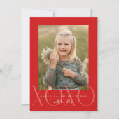 赤モダンXOXOフォトクラスルームValentine Card サンキューカード (正面)