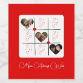 赤モダンXOXO写真書道バレンタインデー ワインラベル (シングルラベル)