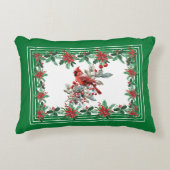 赤モッキンバードポインセチア縁どグリーン アクセントクッション (正面)