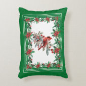 赤モッキンバードポインセチア縁どグリーン アクセントクッション (正面(垂直))