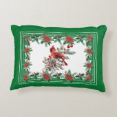 赤モッキンバードポインセチア縁どグリーン アクセントクッション (裏面)