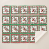 赤モッキンバードポインセチア縁どグリーン シェルパブランケット (正面(横))