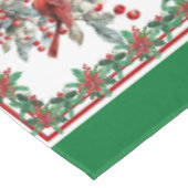 赤モッキンバードポインセチア縁どグリーン テーブルクロス (アングル)