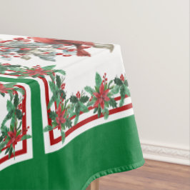 赤モッキンバードポインセチア縁どグリーン テーブルクロス