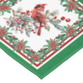 赤モッキンバードポインセチア縁どグリーン テーブルクロス (アングル)