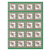 赤モッキンバードポインセチア縁どグリーン テーブルクロス (正面)