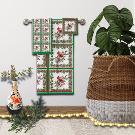 赤モッキンバードポインセチア縁どグリーン バスタオルセット