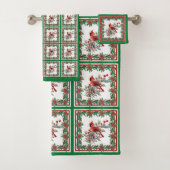 赤モッキンバードポインセチア縁どグリーン バスタオルセット (インサイチュ)