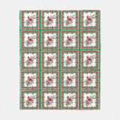 赤モッキンバードポインセチア縁どグリーン フリースブランケット (正面)