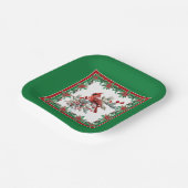 赤モッキンバードポインセチア縁どグリーン ペーパープレート (傾斜あり)
