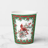 赤モッキンバードポインセチア縁どグリーン 紙コップ (裏面)