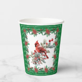 赤モッキンバードポインセチア縁どグリーン 紙コップ (裏面)
