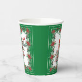 赤モッキンバードポインセチア縁どグリーン 紙コップ (左)