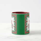 赤モッキンバードポインセテ縁どィアレッドグリーン マグカップ (中央)