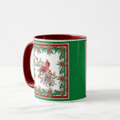 赤モッキンバードポインセテ縁どィアレッドグリーン マグカップ (正面左)