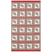 赤モッキンバードポインセテ縁どィアレッド テーブルクロス (正面)