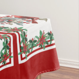 赤モッキンバードポインセテ縁どィアレッド テーブルクロス