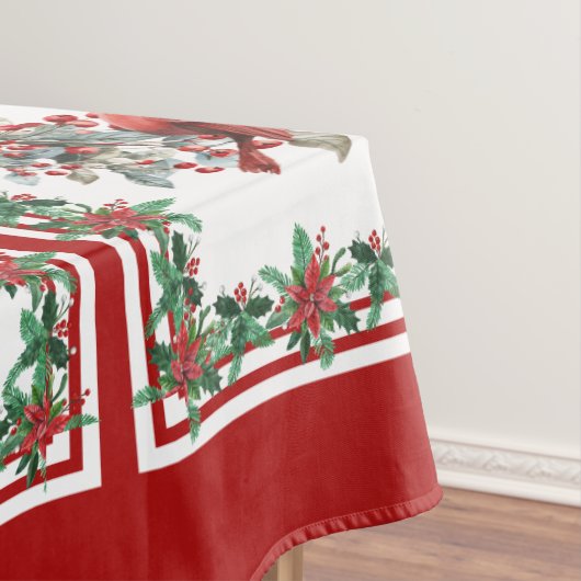 赤モッキンバードポインセテ縁どィアレッド テーブルクロス (インサイチュ)