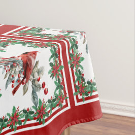 赤モッキンバードポインセテ縁どィアレッド テーブルクロス