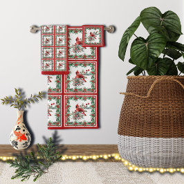 赤モッキンバードポインセテ縁どィアレッド バスタオルセット