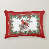 赤モッキンバードポインセテ縁どィア アクセントクッション (正面)