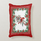赤モッキンバードポインセテ縁どィア アクセントクッション (正面(垂直))