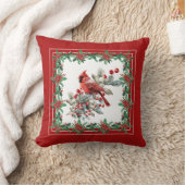 赤モッキンバードポインセテ縁どィア クッション (ブランケット)