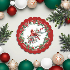 赤モッキンバードポインセテ縁どィア ペーパーコースター