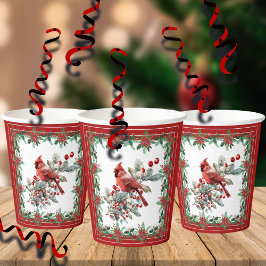 赤モッキンバードポインセテ縁どィア 紙コップ