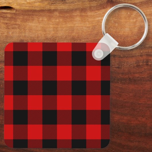 赤モノグラムのと黒のバッファローのプレイド キーホルダー (裏面)