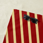 赤モノグラムののヴィンテージストライプゴールデン ビーチタオル (インサイチュ)