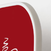 赤モノグラムのピックボールパドル ピックルボールラケット (左詳細)