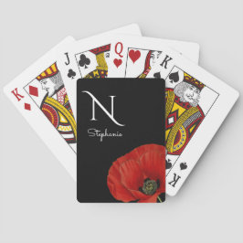 赤モノグラムのポピーオンブラック トランプ