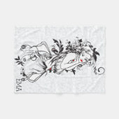 赤モノグラムの唇の女の子 フリースブランケット (正面(横))