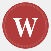 赤モノグラムの封筒用シール ラウンドシール (正面)