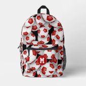 赤モノグラムの白サッカー プリントバックパック (正面)