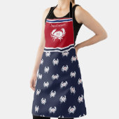 赤モノグラムの白ネイビーブルーカニアプ航海のロ エプロン (インサイチュ)