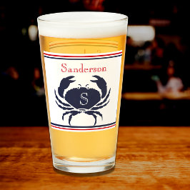 赤モノグラムの白ネイビーブルーカニガ航海のラス タンブラーグラス