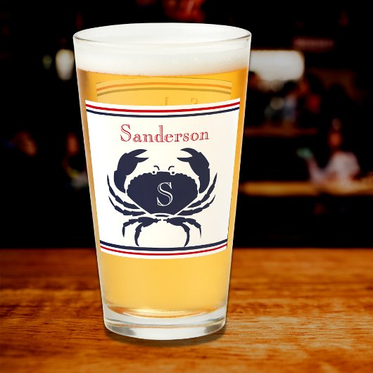 赤モノグラムの白ネイビーブルーカニガ航海のラス タンブラーグラス