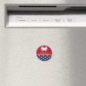 赤モノグラムの白ネイビーブルーカニ航海のマ マグネット (インサイチュ (食洗機))