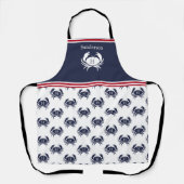 赤モノグラムの白ネイビーブルーカ航海のニ エプロン (正面)