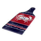 赤モノグラムの白ネイビーブルーカ航海のニ カッティングボード (角)