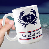 赤モノグラムの白ネイビーブルーカ航海のニ コーヒーマグカップ