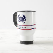 赤モノグラムの白ネイビーブルーカ航海のニ トラベルマグ (正面左)