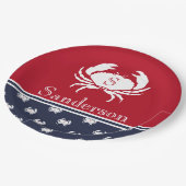 赤モノグラムの白ネイビーブルーカ航海のニ ペーパープレート (アングル)