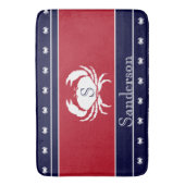 赤モノグラムの白ブラックカニキッチンラグ バスマット (正面縦)