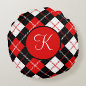 赤モノグラムの白黒プアーガイルライド ラウンドクッション (裏面)