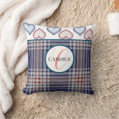 赤モノグラムの白・青装飾用クッション クッション (ブランケット)