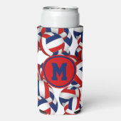 赤モノグラムの色のバレーボール模様 スリム缶クーラー (Seltzer裏面)