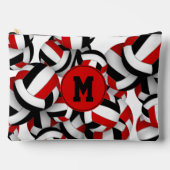 赤モノグラムの色バレーボールパターン アクセサリーポーチ (正面)